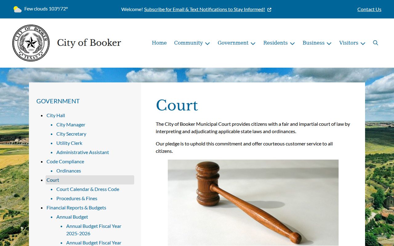 Booker Municipal Court information for Booker criminal records