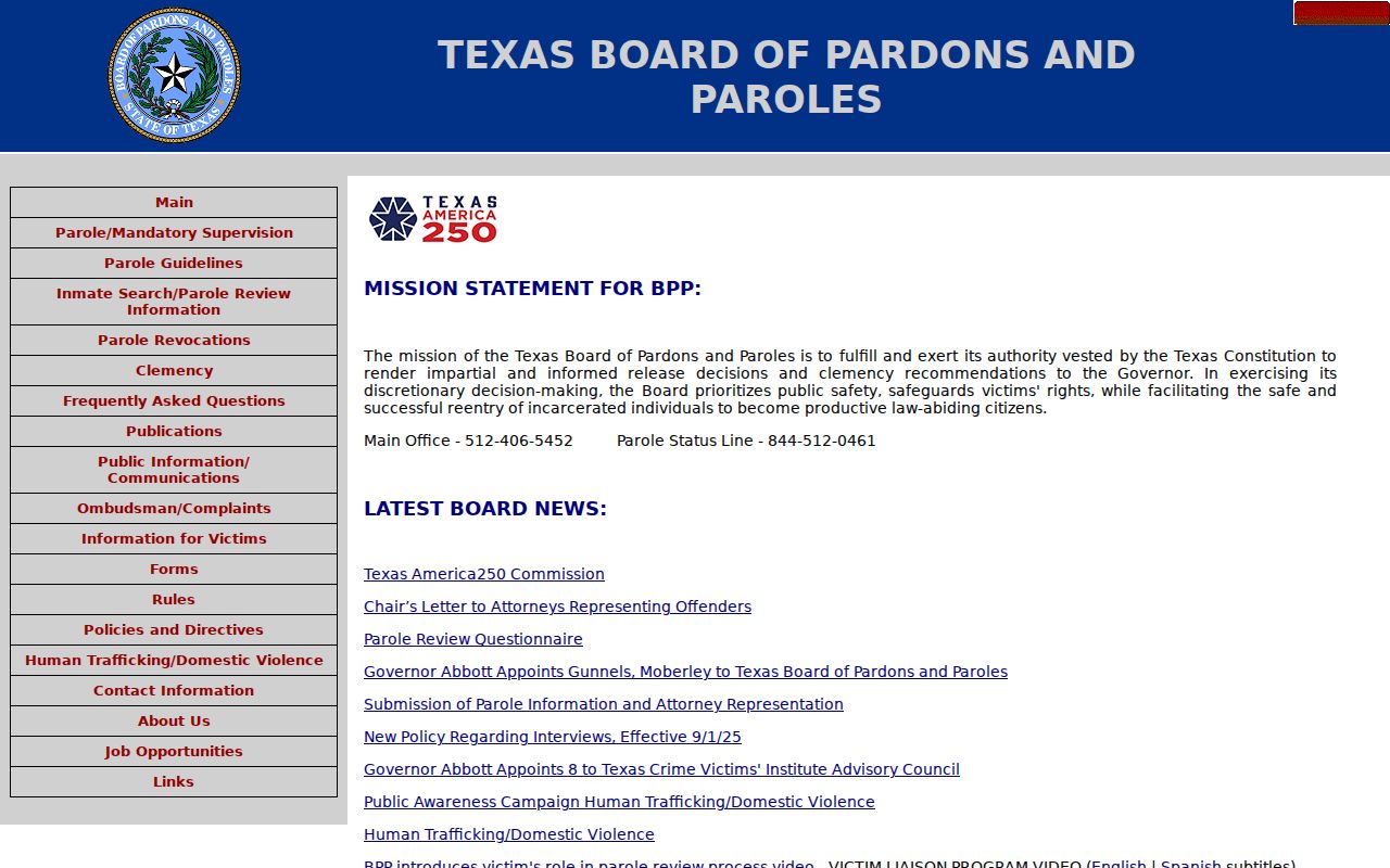 Texas Board of Pardons and Paroles information for Higgins criminal custody records