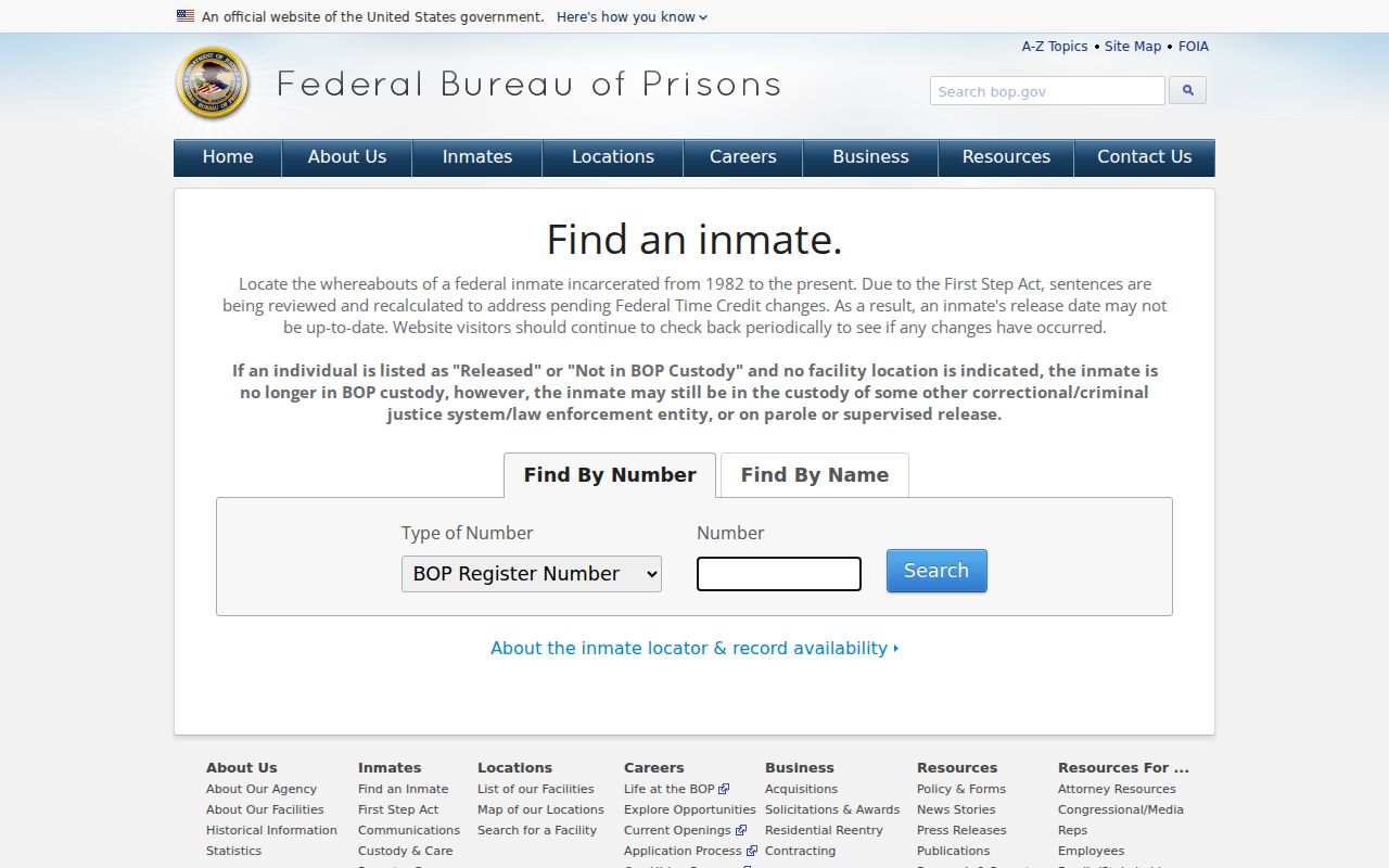 Federal inmate locator for custody beyond Lipscomb County arrest records