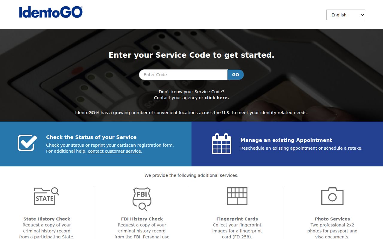 IdentoGO fingerprint enrollment for a Lipscomb County arrest record review