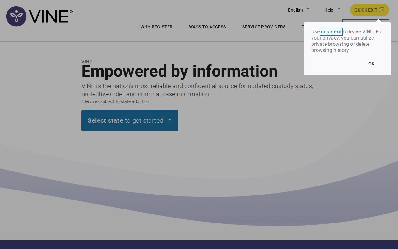 VINELink custody status search for Lipscomb County arrest records