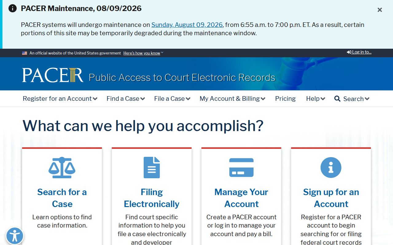 PACER access for federal criminal cases involving Lipscomb County