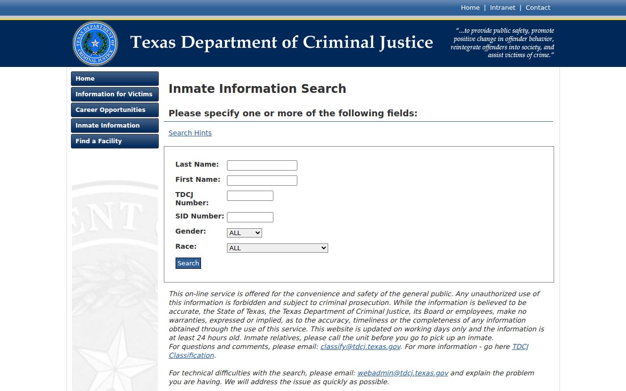 Lipscomb County criminal history TDCJ inmate search
